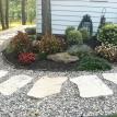 Curving stone walk adds interest
